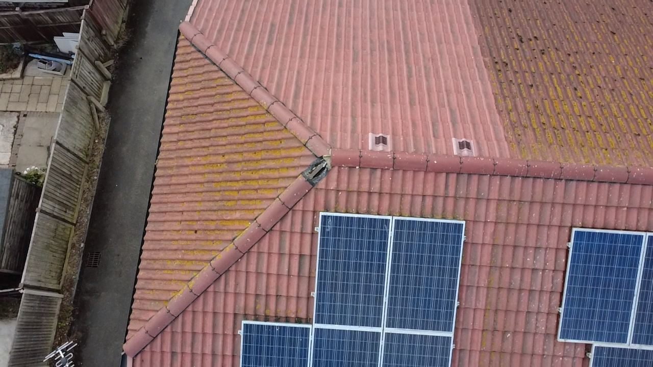 Clean solar panels on a roof